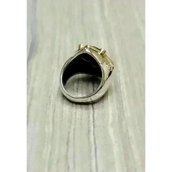 David Yurman Quatrefoil 18K Gold Sterling Silver Onyx Pink Tourmaline Ring SZ 6 - Picture 8 of 11